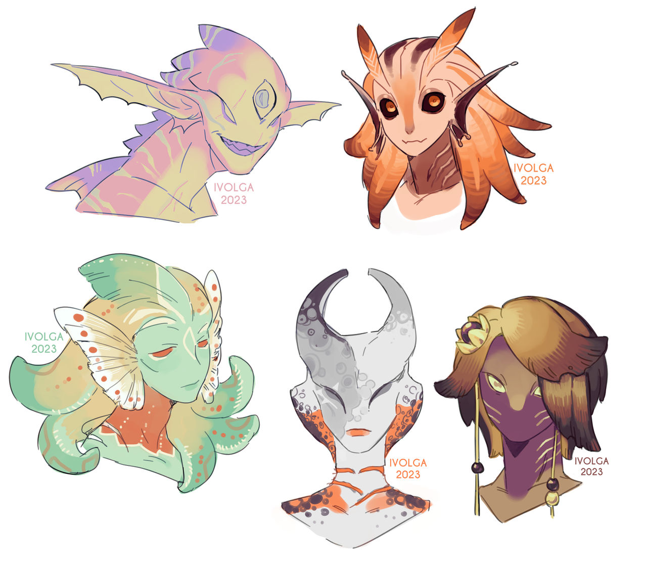 aliens heads - oc by OlegIvolga on DeviantArt