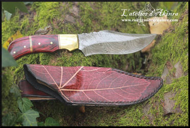 Damascus steel knife with sheath