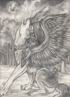 Winged dream wolf