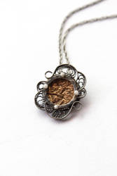 Reticulated Brass and Fine Silver Filigree Necklac