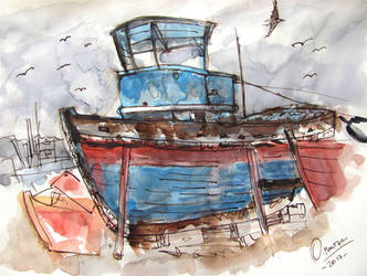 Boat on shipyard