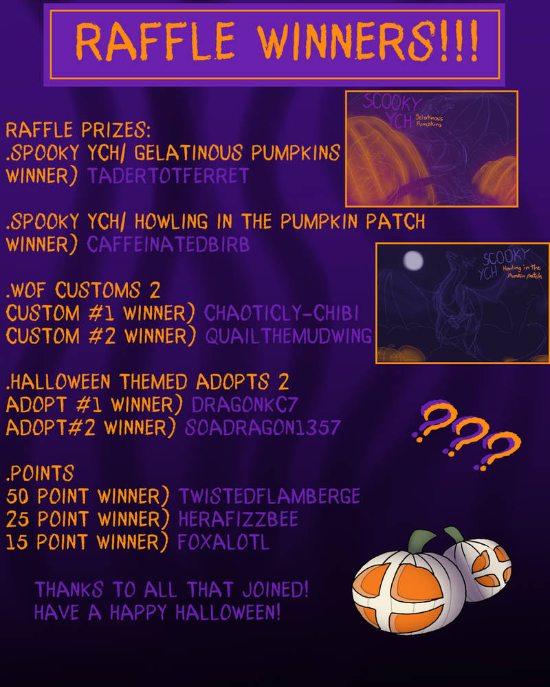 Halloween Raffle Winners by TurquoiseThorns on DeviantArt