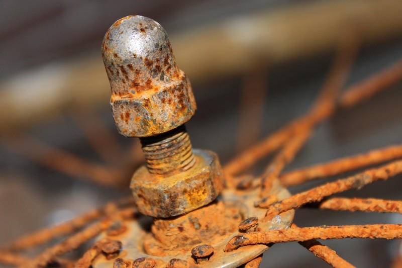 Rusty bicycle wheel