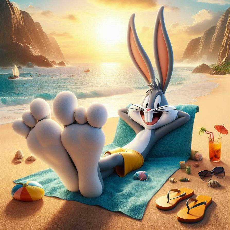 Maxthunderbird Deviantart AI Fanart: Bugs Bunny Beach Feet by MaxThunderbird on DeviantArt
