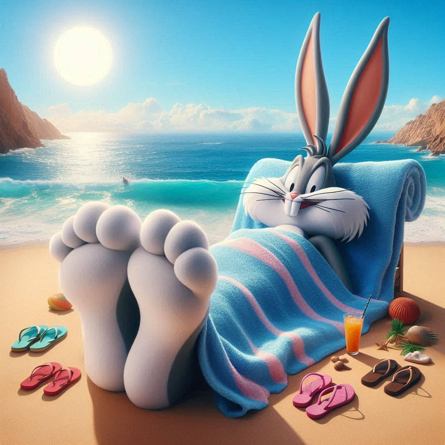 AI Fanart: Bugs Bunny Beach Feet 3 by MaxTheThunderbird on DeviantArt