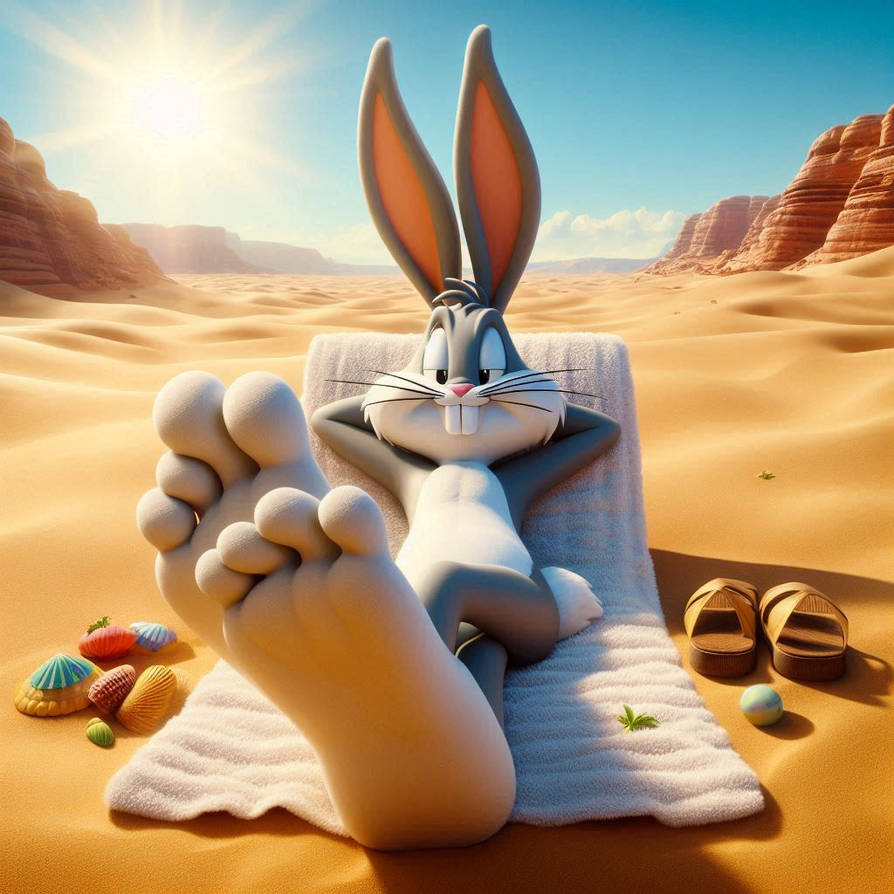 AI Fanart: Bugs Bunny Beach Feet 5 by MaxTheCyanBird on DeviantArt