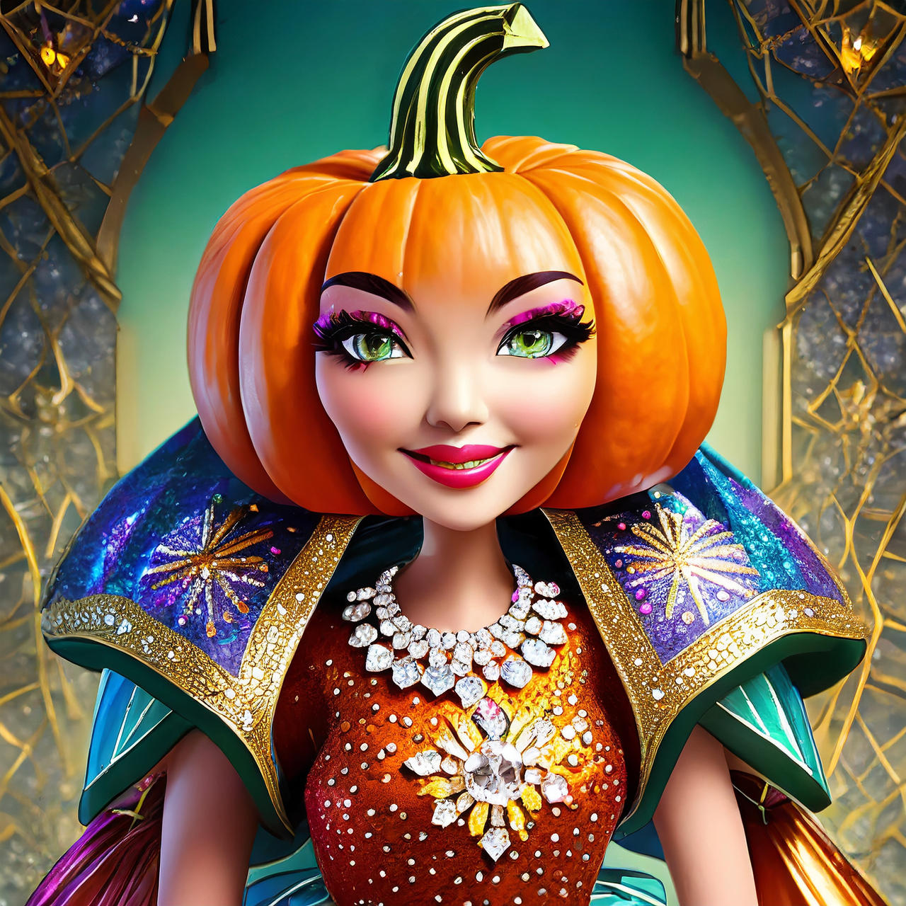 Firefly 3d colorful female pumpkin wearing fancy c by Cher235a on ...