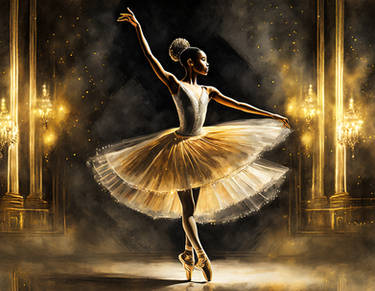 Firefly baroque art-- a ballerina on an abstract b