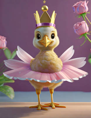 Firefly a lovely smiling chicken ballerina wearing