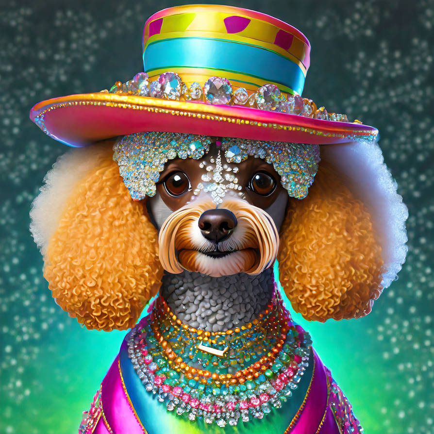 Firefly 3d colorful lady poodle wearing a fancy ha by Cher235a on ...