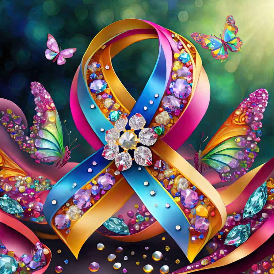 Colorfull Cancer Ribbon Firefly 3d colorful cancer awareness ribbon accent by Cher235a on ...