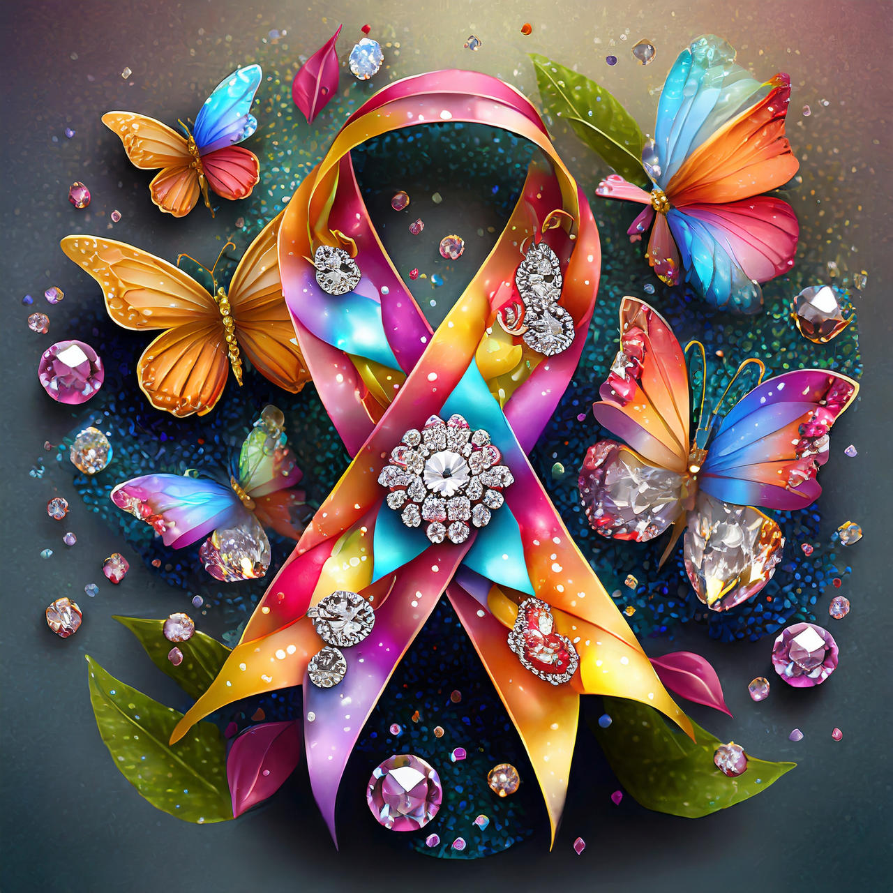 Colorfull Cancer Ribbon Firefly 3d colorful cancer awareness ribbon accent by Cher235a on ...
