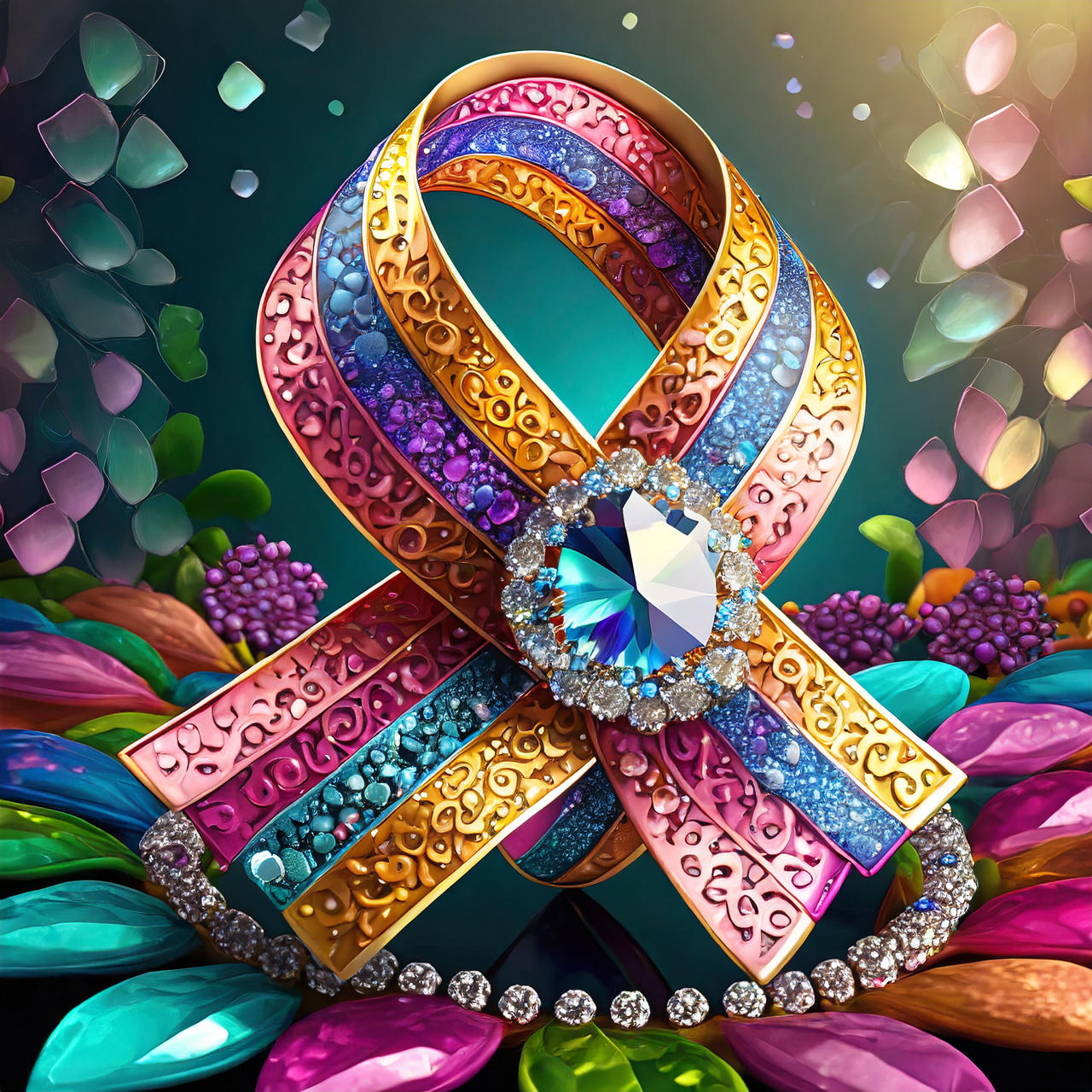 Floating Cancer Ribbons Firefly 3d colorful cancer awareness ribbon accent by Cher235a on ...