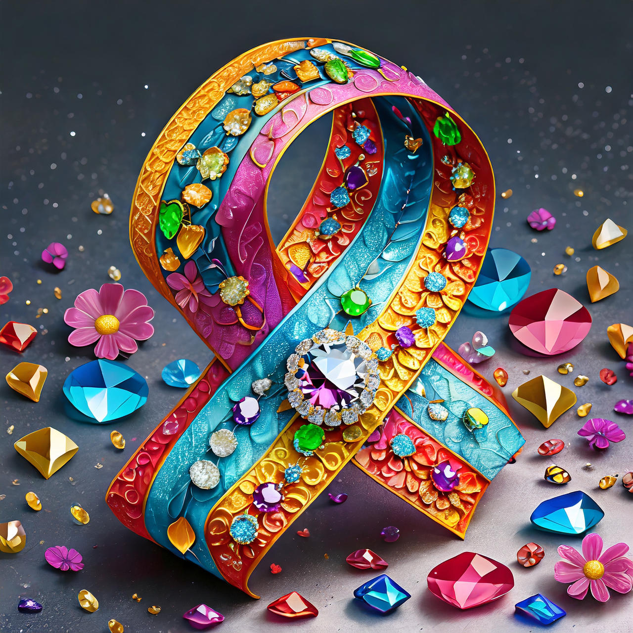 Floating Cancer Ribbons Firefly 3d colorful cancer awareness ribbon accent by Cher235a on ...