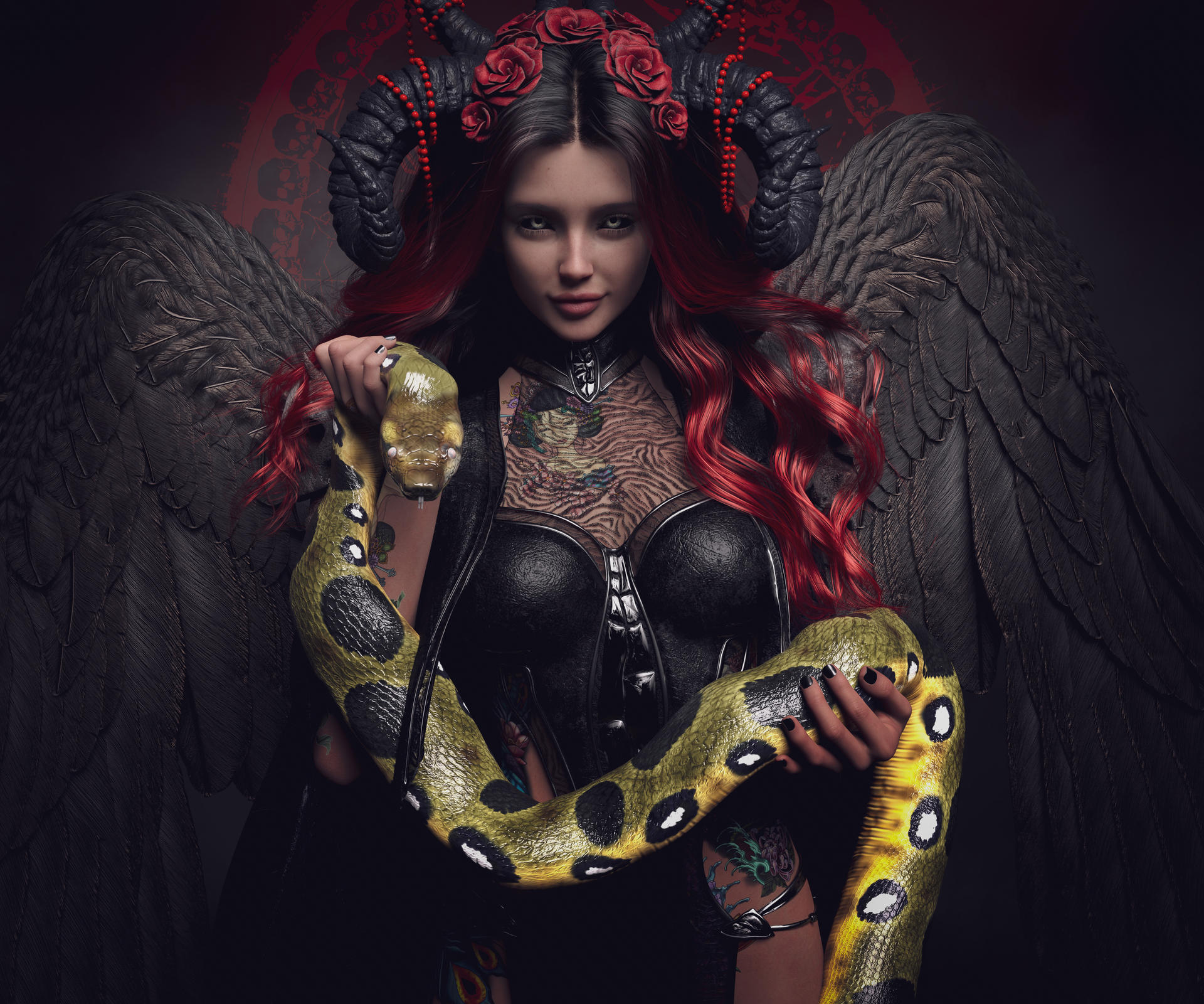 Queen Angie with a serpent