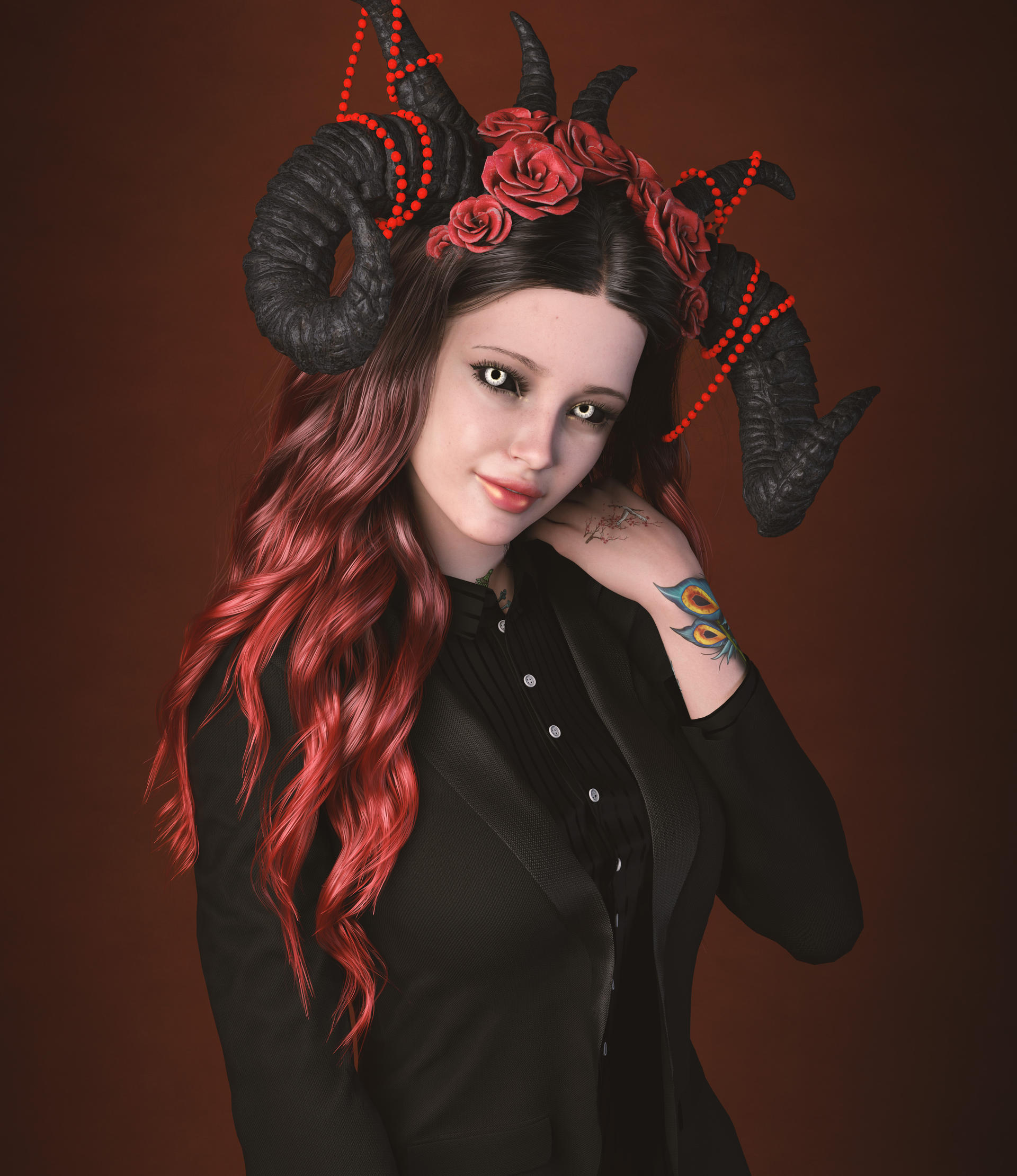 Queen Angie in a suit