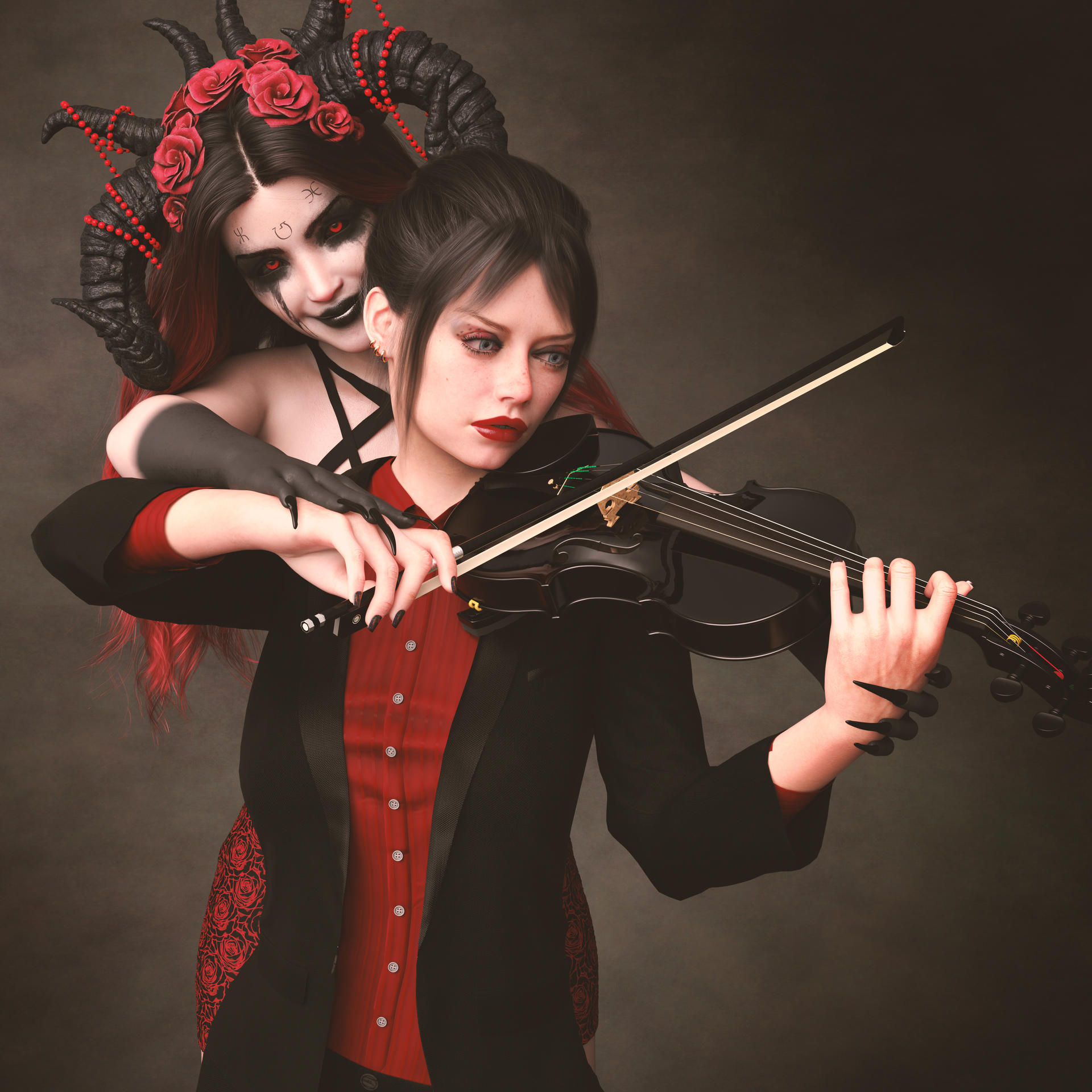 Mylouistopheles teaches Aino the violin