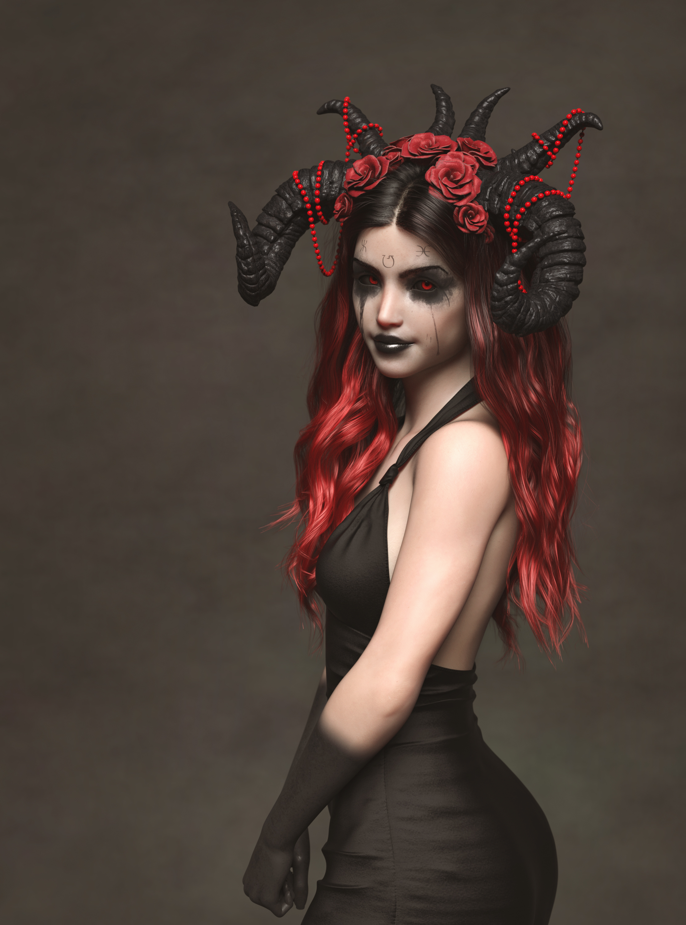 Mylouistopheles black dress portrait