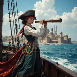 The captain monitors the situation at sea