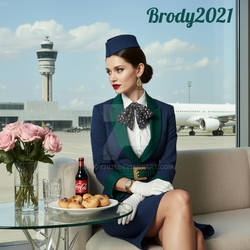 Stewardess in the break room