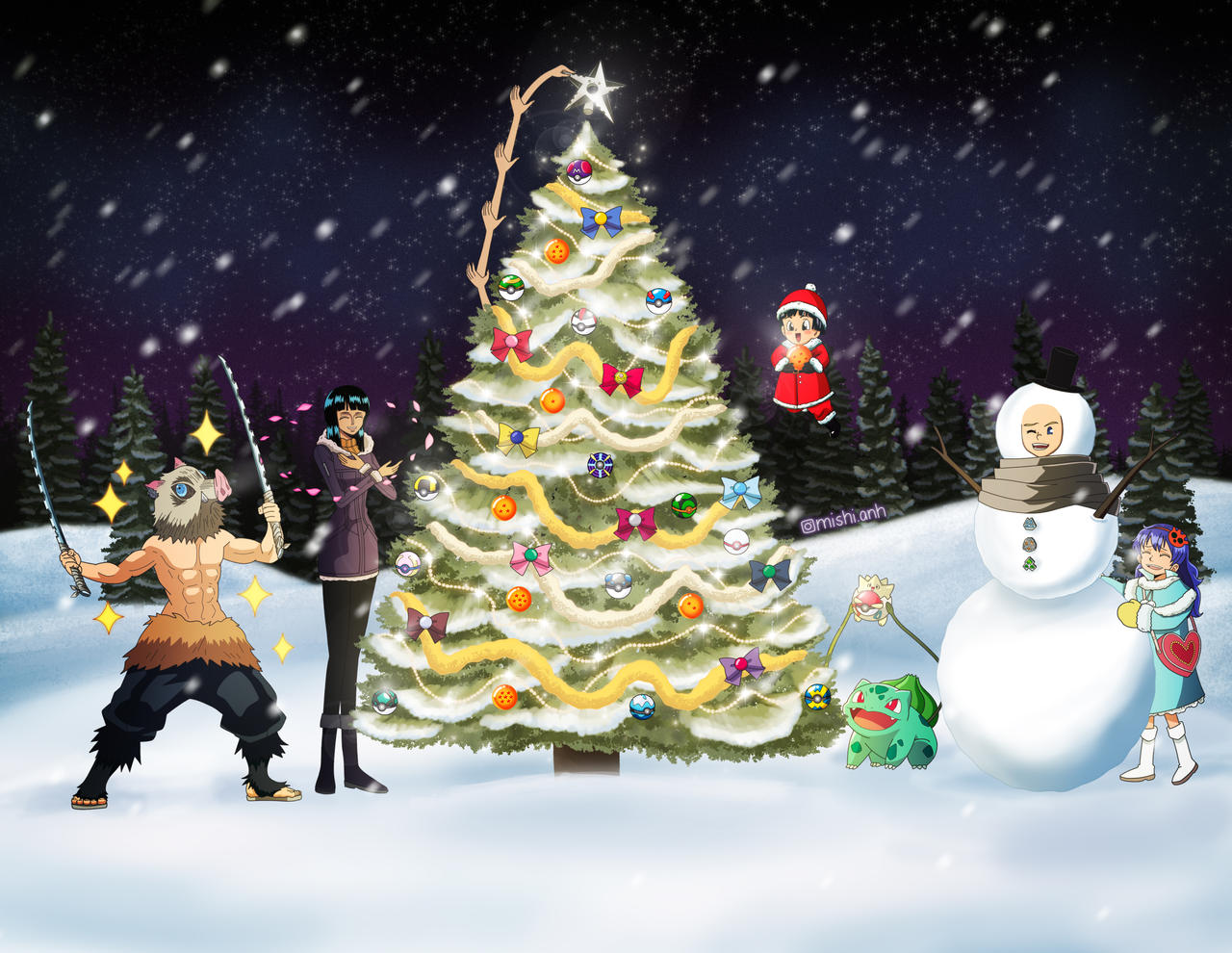 Christmas Anime Crossover Drawing by mishianh on DeviantArt Christmas Anime Crossover Drawing by mishianh on DeviantArt