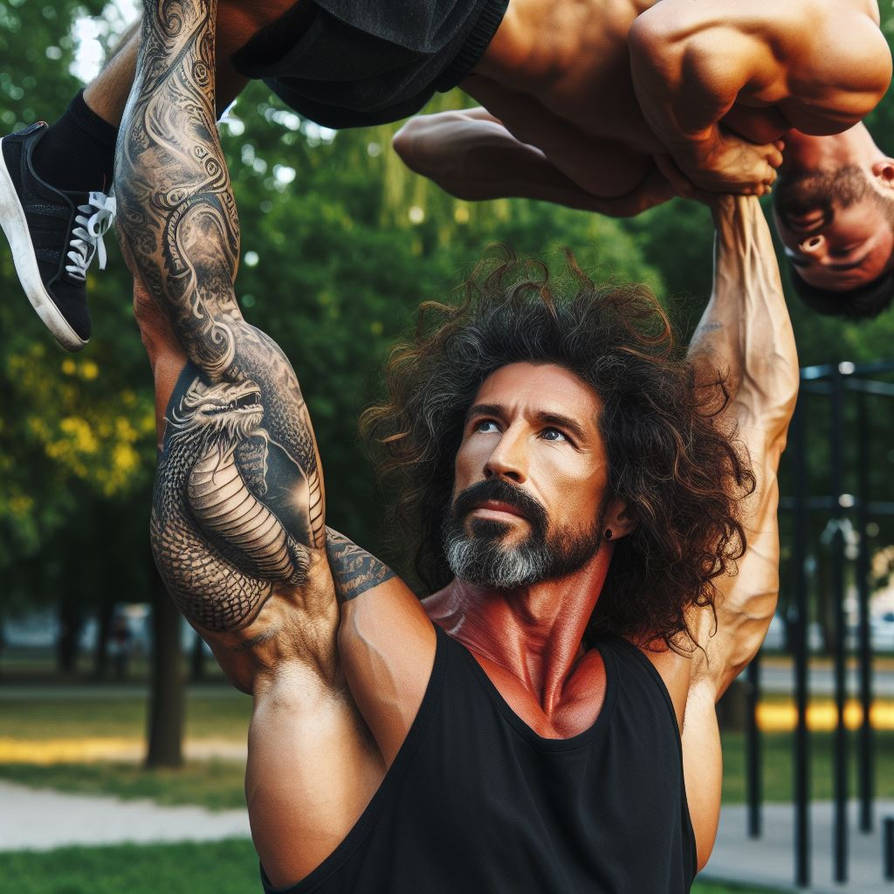 The muscle match 13 - George shows off by angelolucca on DeviantArt