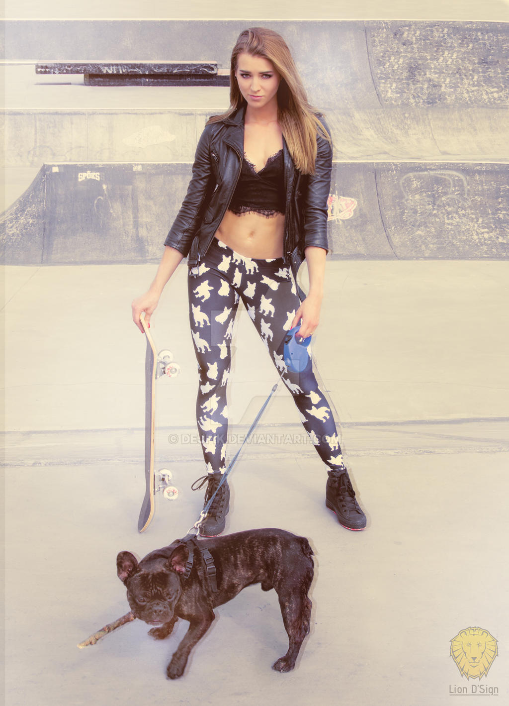 Rose with Maniek - Bulldogs Leggings / Photosesion