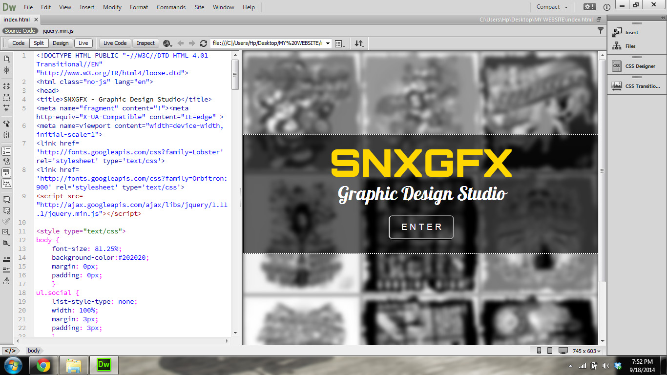 SNXGFX Graphic Design Studio Website