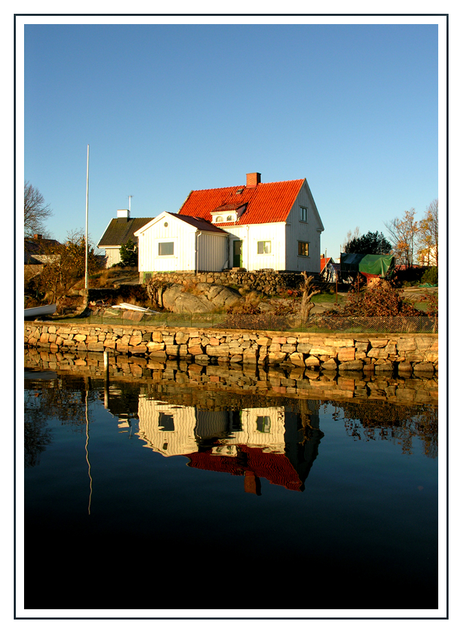 Winter house reflection