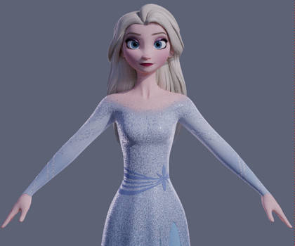 Cool Elsa Frozen 2 Hair Down White Dress Wallpaper Wallpaper