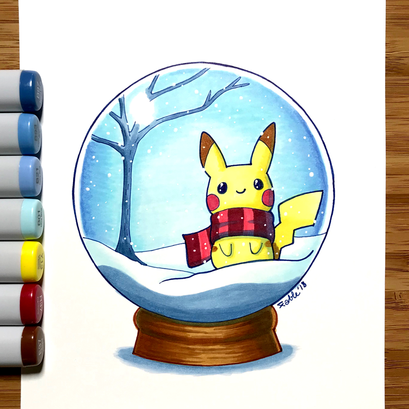 180125 Pikachu Snowglobe by fablefire
