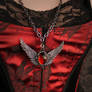 Gothic Red Ruby and Wings Necklace