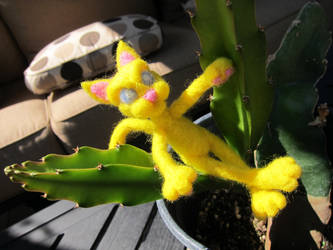 Yellow Needle Felted Cat