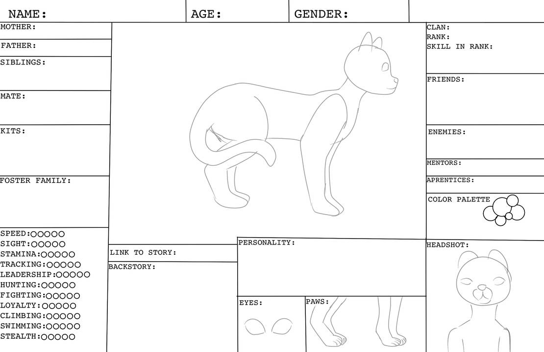 Warrior Cats Character Sheet 1 by Coeuralma on DeviantArt