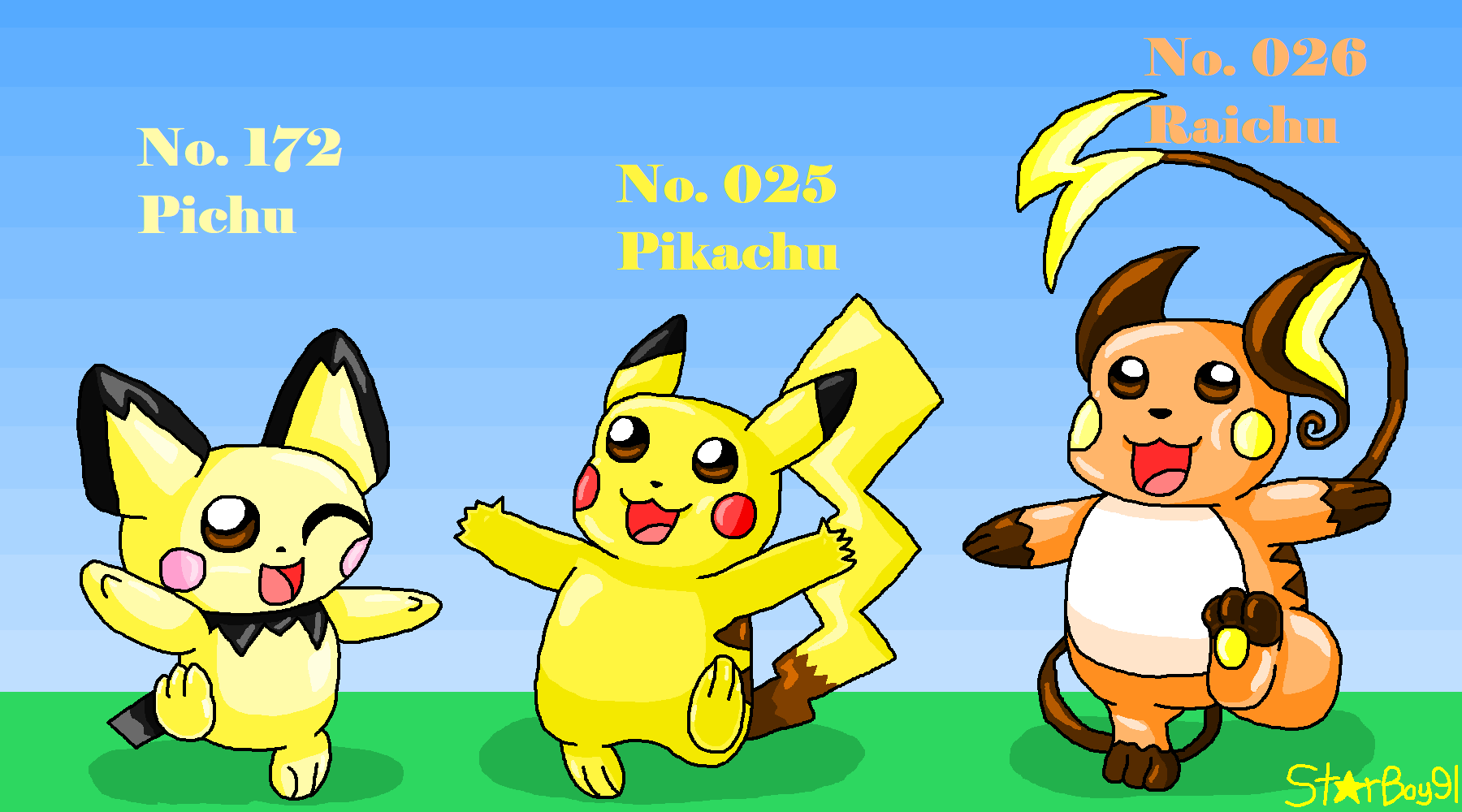 Pikachu Line Evolution Shiny by MrJhons900 on DeviantArt