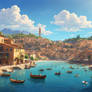 Italian Town in Pixar Style - Wallpaper
