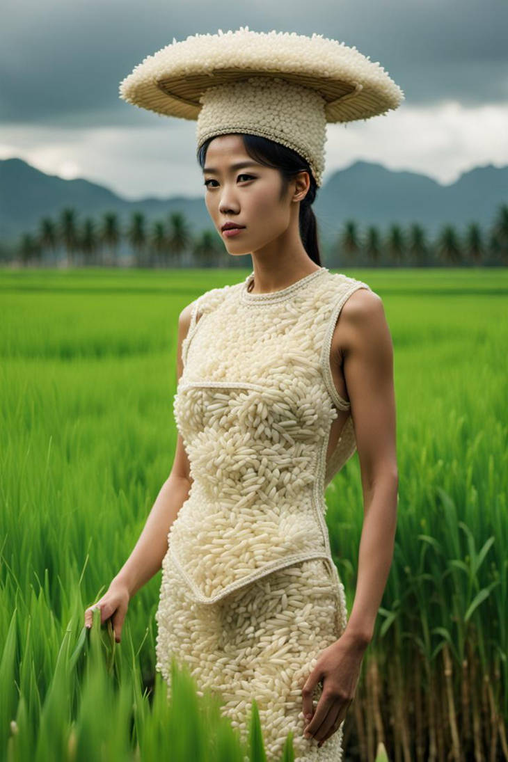 Female Model in a Rice Outfit in a Rice Field by NyssaVanguard on ...