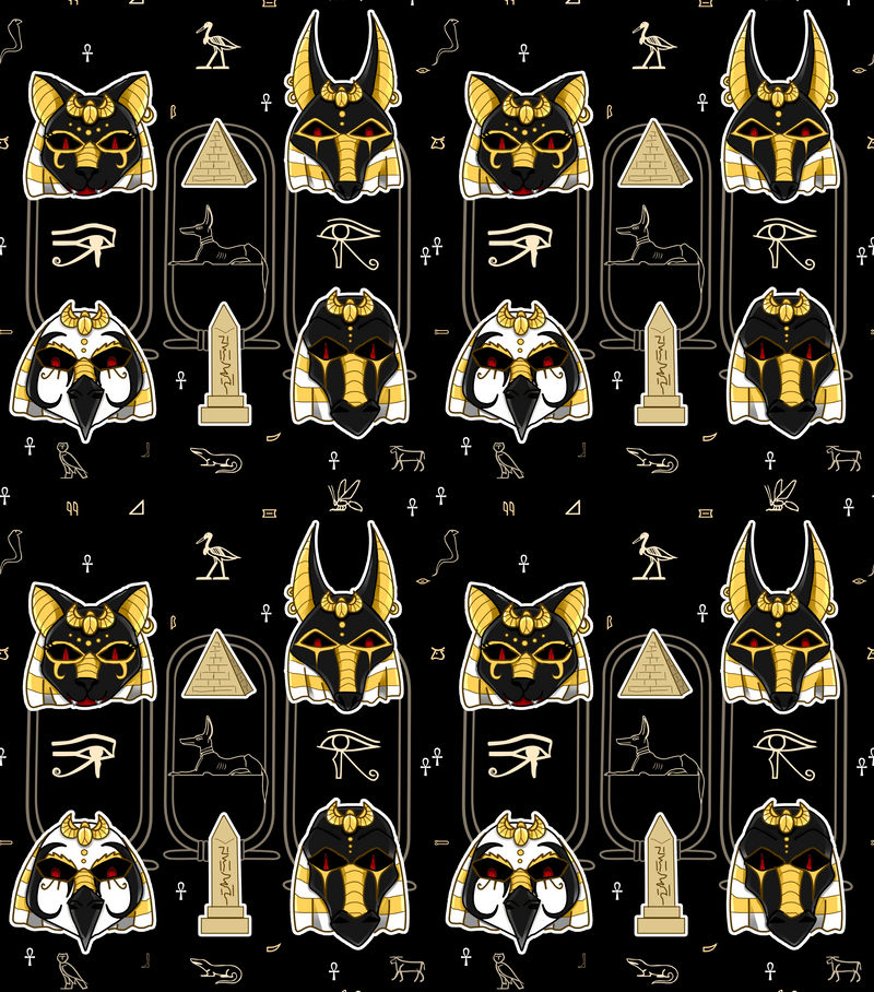 Egyptian Gods Pattern by flametheskull on DeviantArt