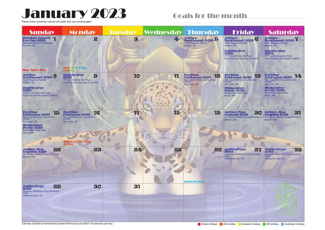 Furry Convention Calendar 2023 12,99 by FennecGhoul on DeviantArt
