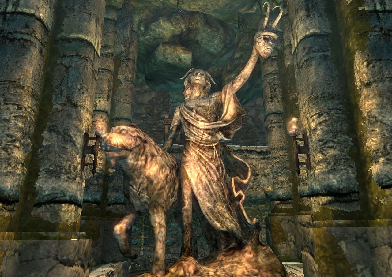 Shrine of Clavicus Vile (with Barbas) Skyrim, Fantasy.