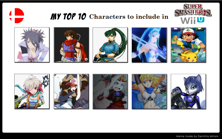 Top 10 Characters to include in SSB Wii U