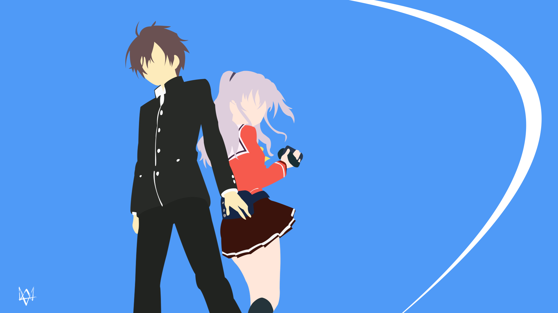 Yuu and Nao (Charlotte) Minimalist Wallpaper Anime