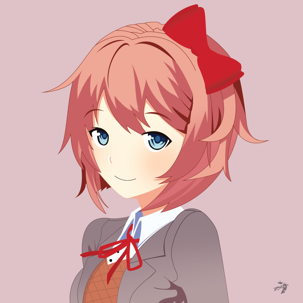 sayori (doki doki literature club) drawn by peachcak3