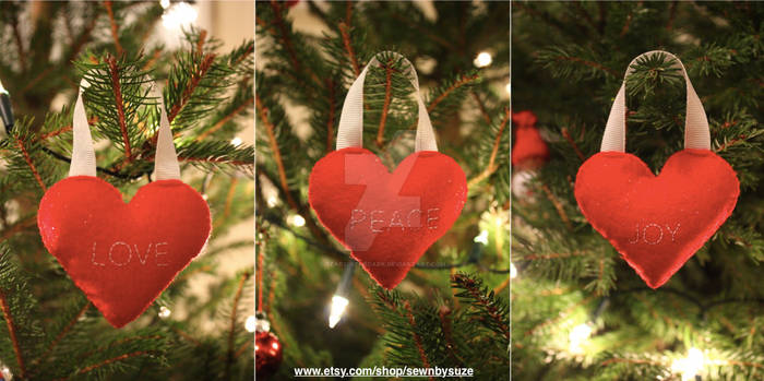 Love, Peace and Joy heart home decorations