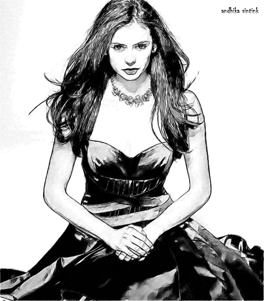 Nina dobrev pen sketch