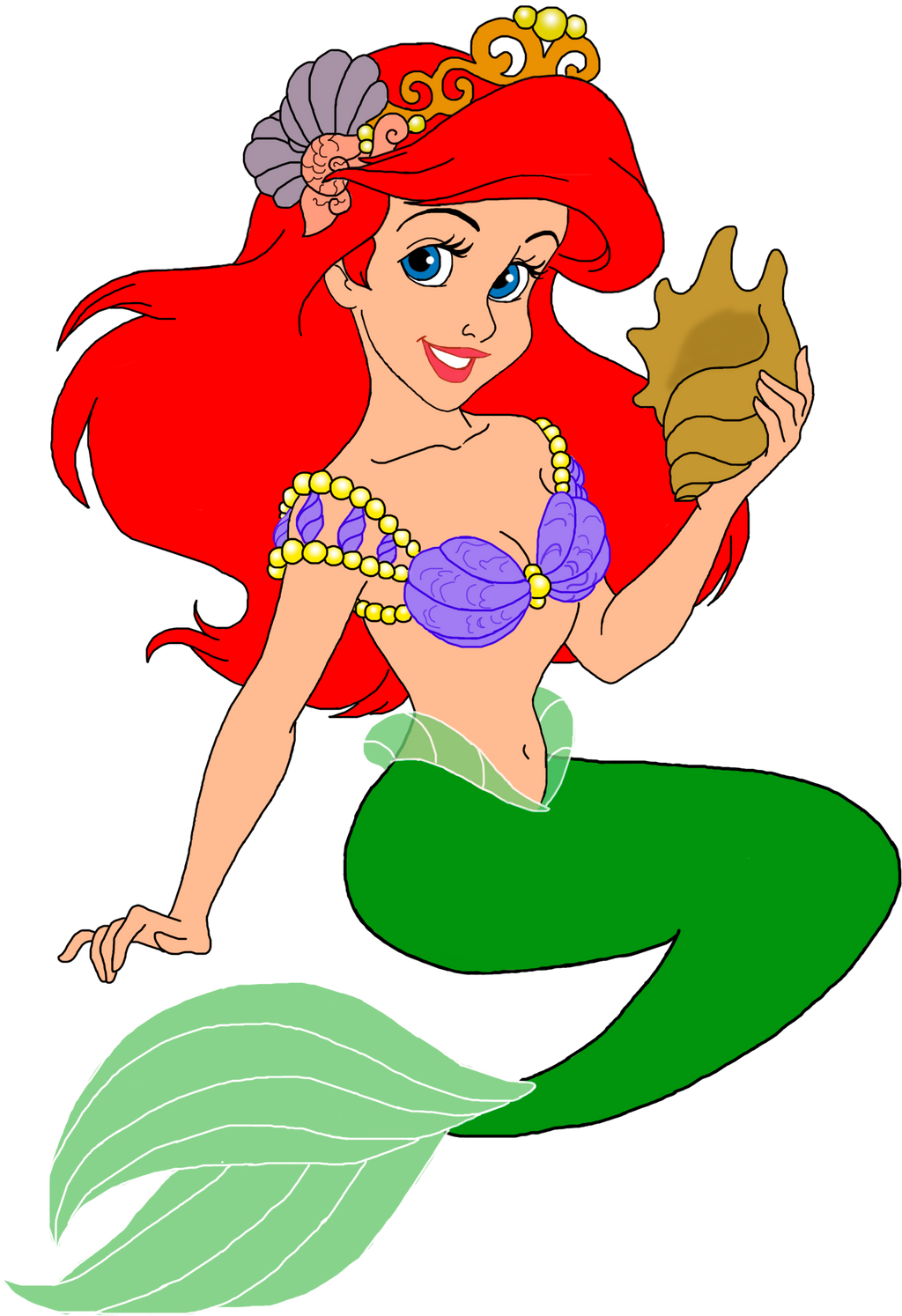 Ariel holding a seashell by mermaidlover1992 on DeviantArt