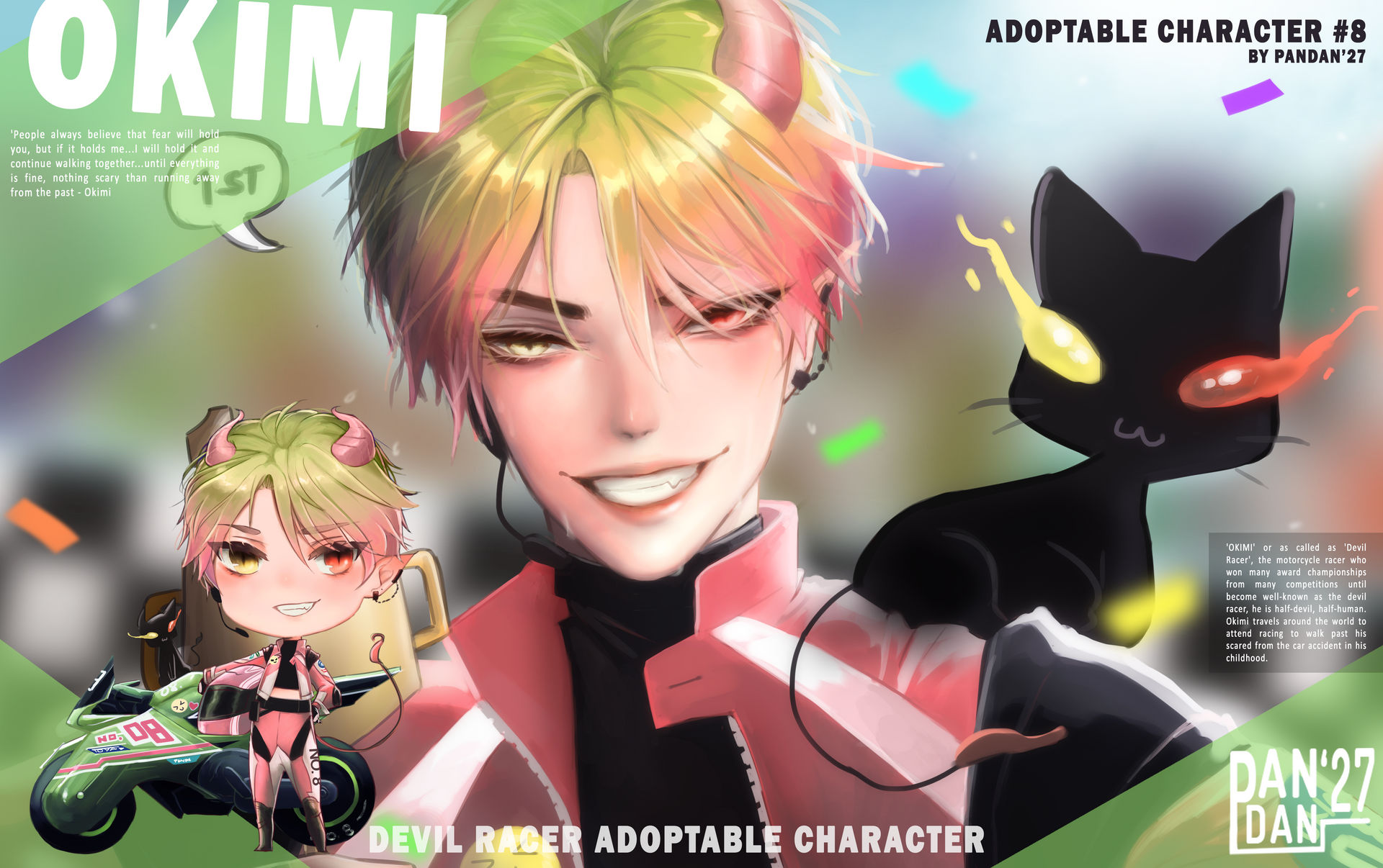 (CLOSED) Adoptable : OKIMI: DEVIL RACER CHARACTER by Pandan27 on DeviantArt