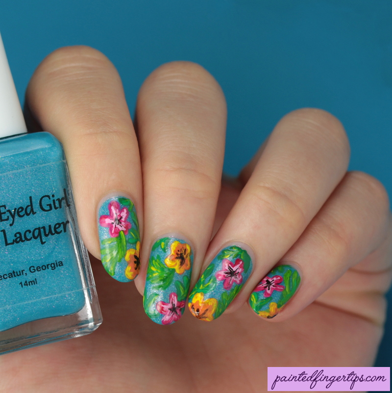 Floral-tropical-nail-art by Painted-Fingertips on DeviantArt
