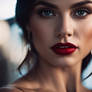 Brunette Female Red Lipstick