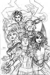 X-Men Fantastic Four 1 Cover Pencil